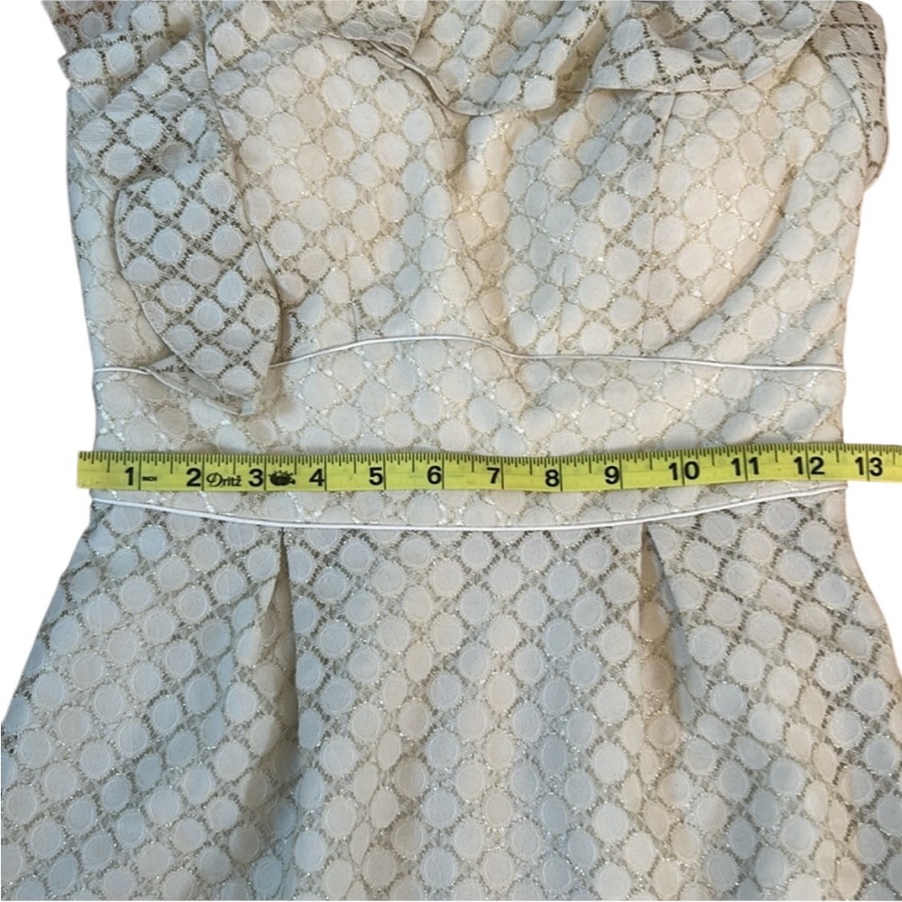 Antonio Melani Champagne Patterned One Shoulder Ruffle Dress size 0 - Picture 8 of 8